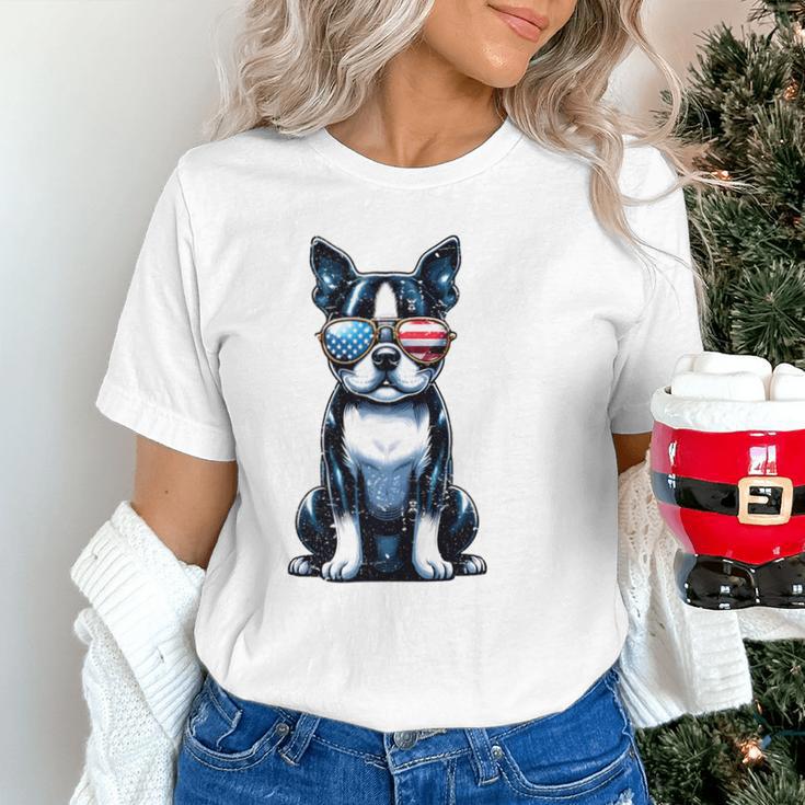 USA Flag Boston Terrier Best Dog Mom Ever 2025 Unisex T-Shirt, Boston Terrier Mom Shirts, gift for family, gift for coworker