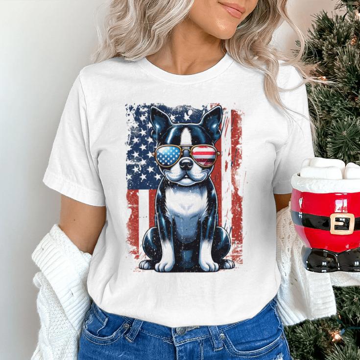 Vintage Boston Terrier Dog American USA US Flag Pets Lovers Unisex T-Shirt, American Boston Terrier Shirts, gift for family, gift for coworker