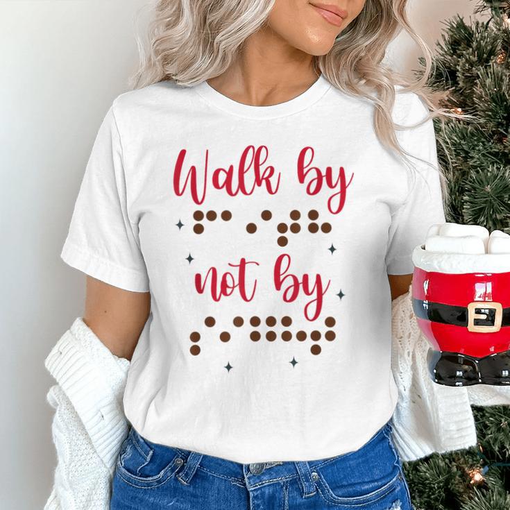 Visually Impaired Teacher Braille Bible Verse Walk By Faith Unisex T-Shirt, gift for family, gift for coworker Visually Impaired Teacher Braille Bible Verse Walk By Faith Unisex T-Shirt, gift for family, gift for coworker