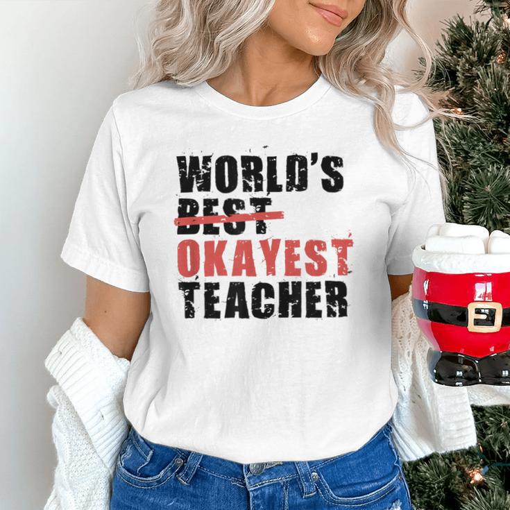 World's Best Okayest Teacher ACY025a For Men Women Unisex T-Shirt, gift for family, gift for coworker World's Best Okayest Teacher ACY025a For Men Women Unisex T-Shirt, gift for family, gift for coworker