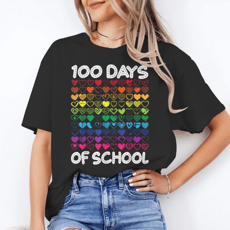 100 Days Of School Heart Love Teacher Or Student 100th Day Women's T-Shirt