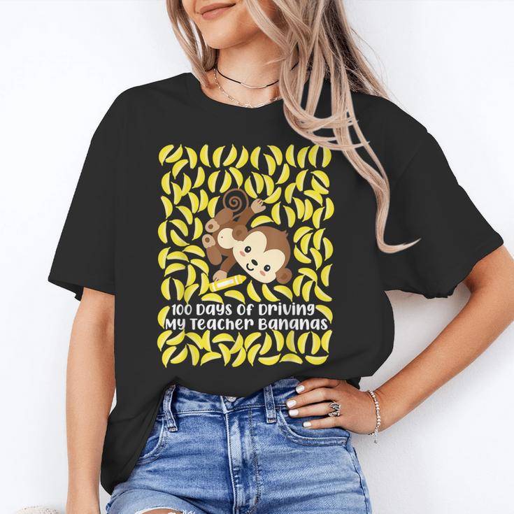 100th Day Of School Teacher Monkey Pun Banana For Men Women Girls Kids Women's T-Shirt