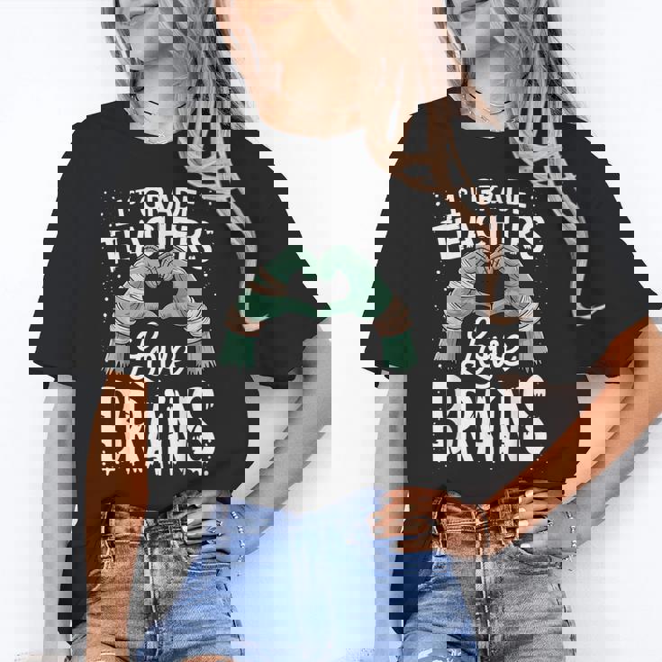 1st Grade Teachers Love Brains Shirt Halloween Teacher Women&#x27;s T-Shirt