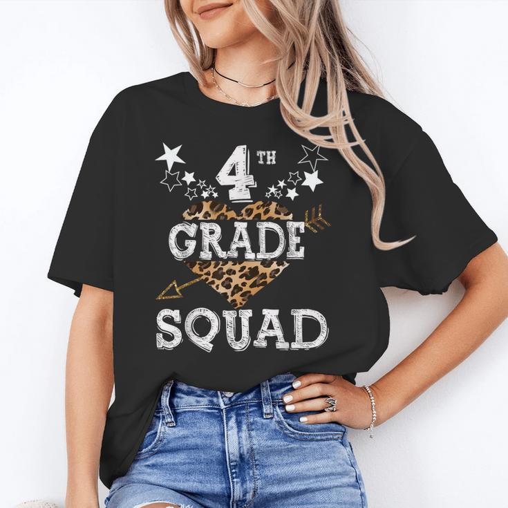 4th Grade Squad Star Team Leopard Teacher Crew Student Men Women Girls Kids Women's T-Shirt