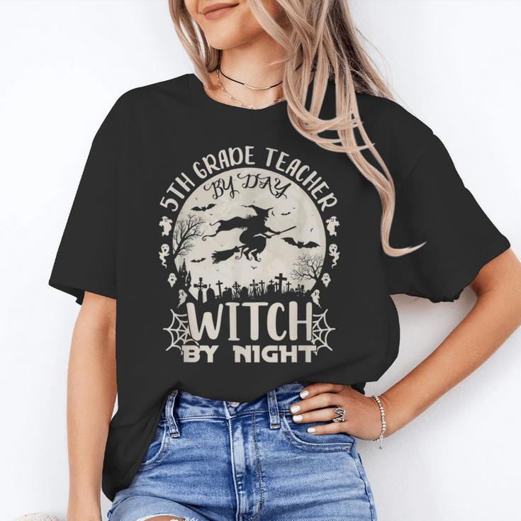 5th Grade Teacher By Day Witch By Night Halloween Women's T-Shirt