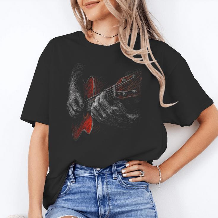 Acoustic Guitar Player Shirt Vintage Music Teacher Guitarist Women's T-Shirt