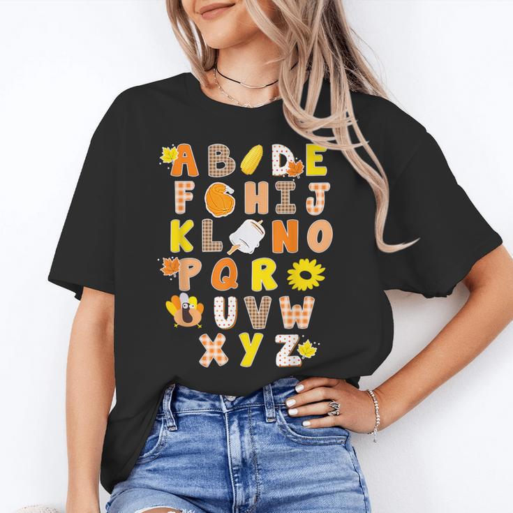 Alphabet Turkey Thanksgiving Costume Preschool Teacher Men Women Women's T-Shirt