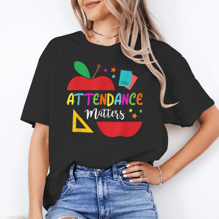 Attendance Matters Teacher Apple For Back To School Women's T-Shirt