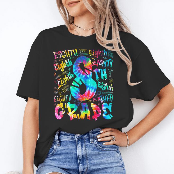 Back To School Eighth 8th Grade Tie Dye Typography Teacher Women's T-Shirt