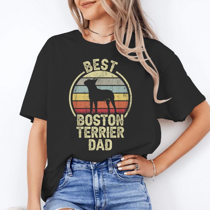 Best Dog Father Dad Vintage Boston Terrier For Men Women Women's T-Shirt