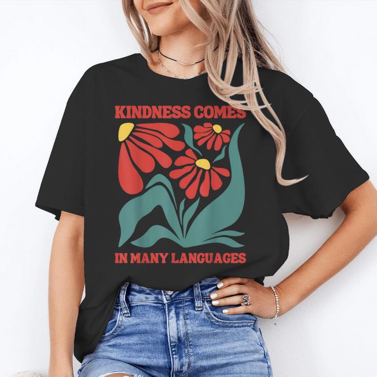 Boho Flower ESL Teacher Kindness Comes In Many Languages Women's T-Shirt