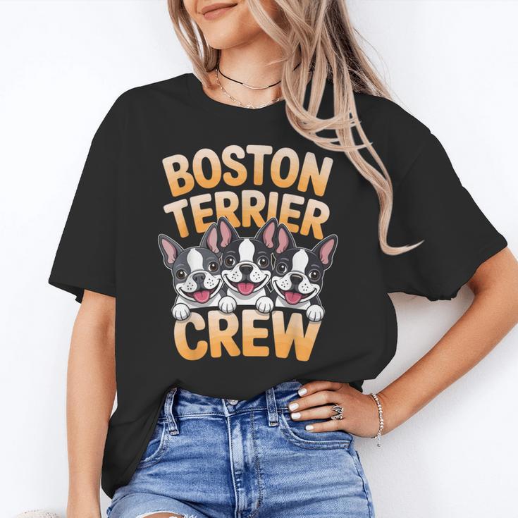 Boston Terrier Crew Cartoon For Dog Owner Pet Boston Terrier Women's T-Shirt