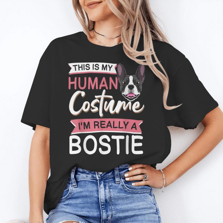 Boston Terrier Dog Bostie Halloween Costume Dog For Kids Women's T-Shirt