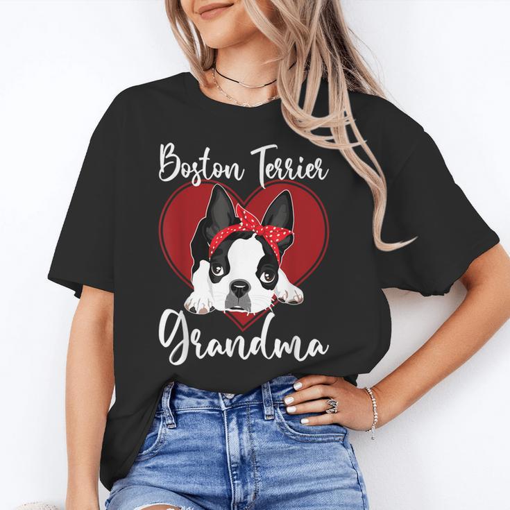 Boston Terrier Grandma Dog Owner Boston Terrier For Men Women Women's T-Shirt