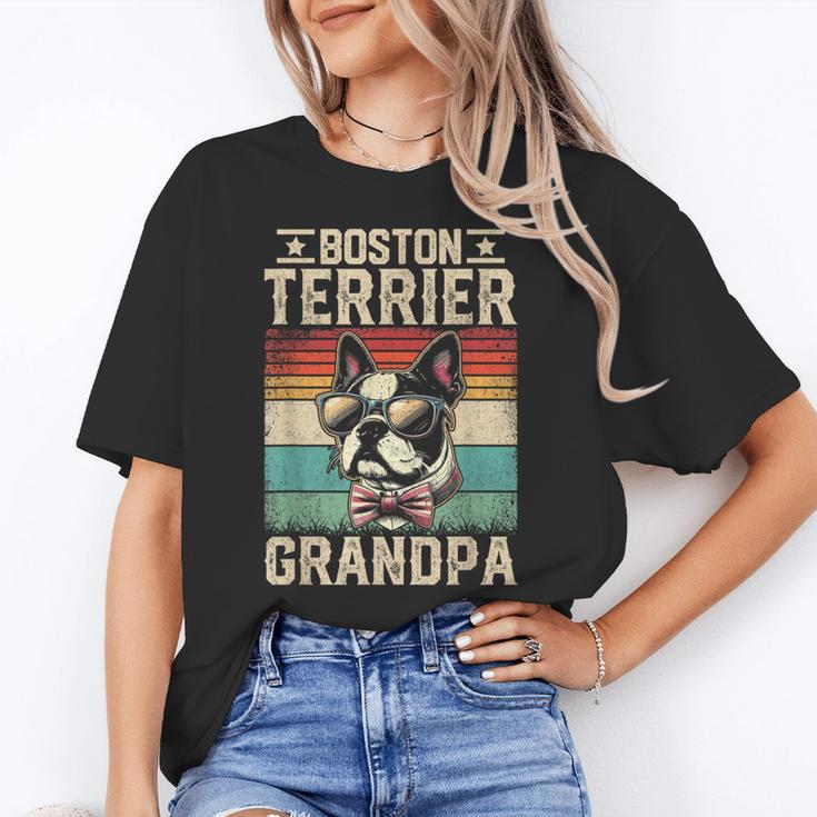 Boston Terrier Grandpa Dog Lover Father's Day Women's T-Shirt