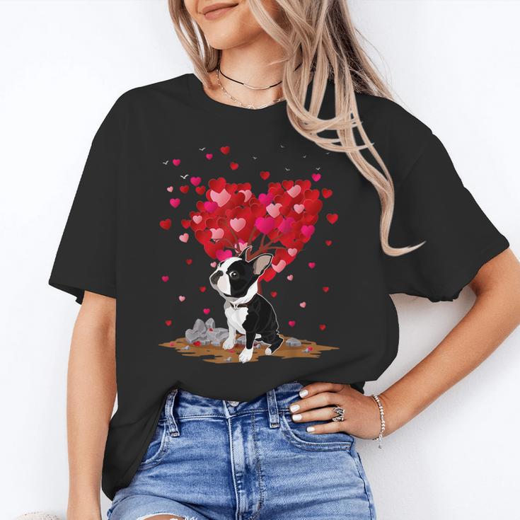 Boston Terrier Lover Heart Shape Boston Terrier Valentine Women's T-Shirt