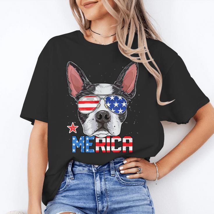 Boston Terrier Merica 4th Of July T Shirt Men Boys Dog Puppy Women's T-Shirt