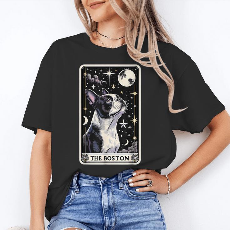 Boston Terrier Tarot Card Star With The Moon Men Women Kids Women's T-Shirt