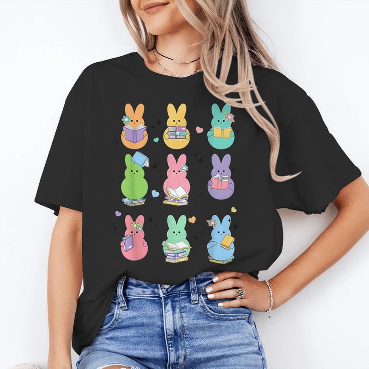 Bunny Reading Books Easter Day Librarian Teacher Book Women's T-Shirt