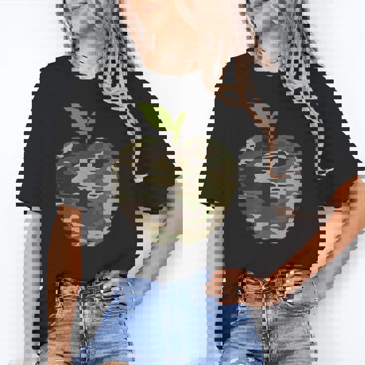 Camo Apple Camouflage Clothing School Student Camo Teacher Men Women Kids Women&#x27;s T-Shirt