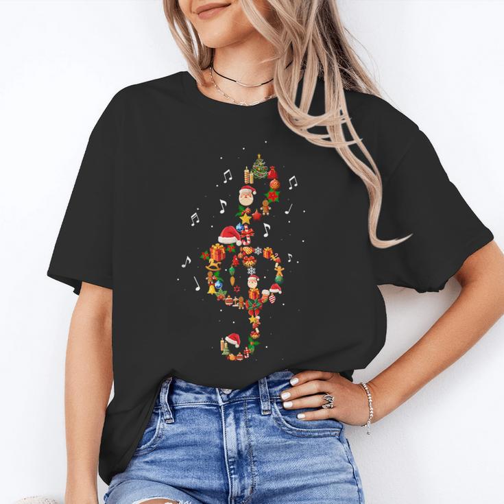 Christmas Musical Note Music Lover Teacher Sing Carols Jesus Women's T-Shirt