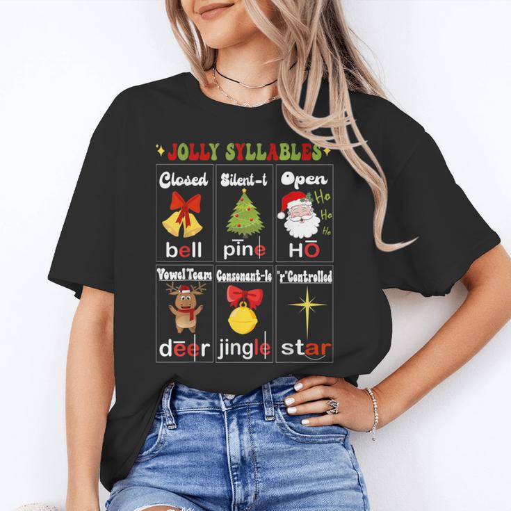 Christmas Reading Teacher Syllable Types Reading Teacher Women's T-Shirt