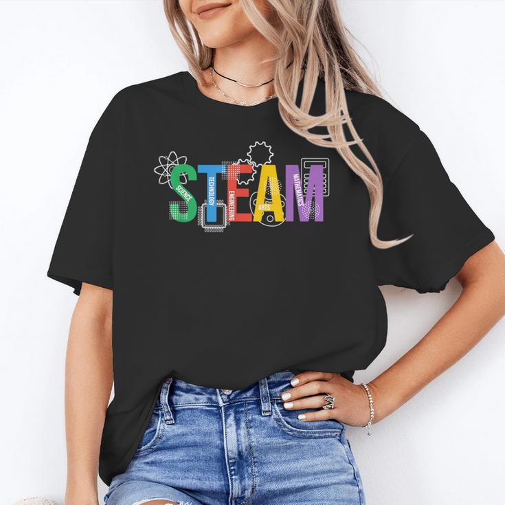 Colorful Steam Letters For Steam Program Teacher And Student Women's T-Shirt