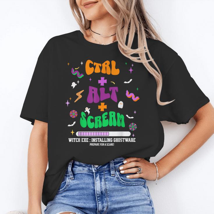 Computer Teacher Spooky Halloween Technology STEM Engineer Women's T-Shirt