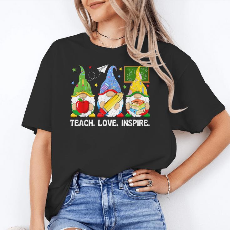 Cute Gnomes Teach Love And Inspire Back To School Teacher Women's T-Shirt