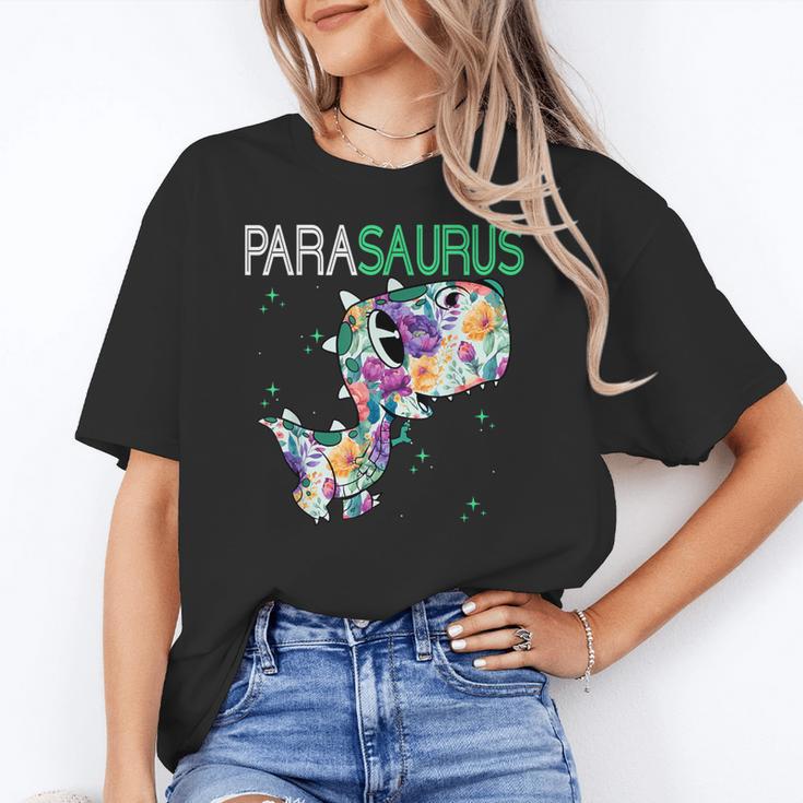 Dino Para Professional Teacher Collection T-Rex Dinosaur Paraeducator Assistant Teacher Women's T-Shirt