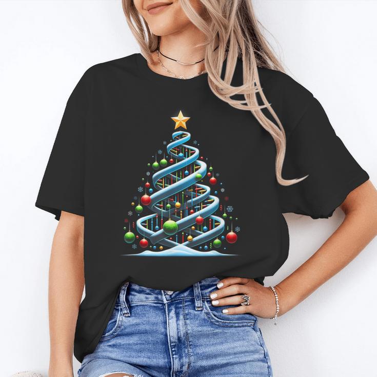 DNA Helix Christmas Tree Scientist Biology Science Teacher Women's T-Shirt