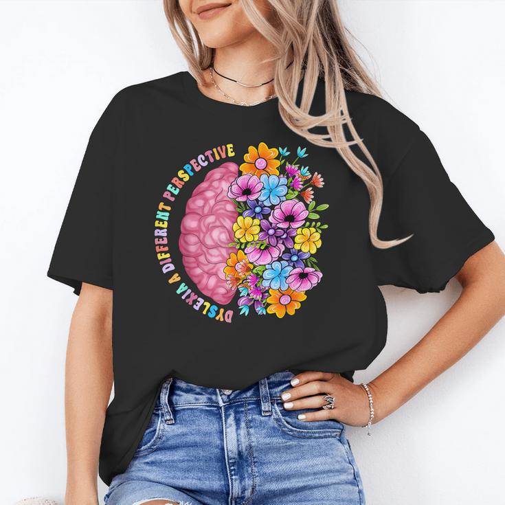 Dyslexia Different Perspective Reading Brain Floral Teacher Women's T-Shirt