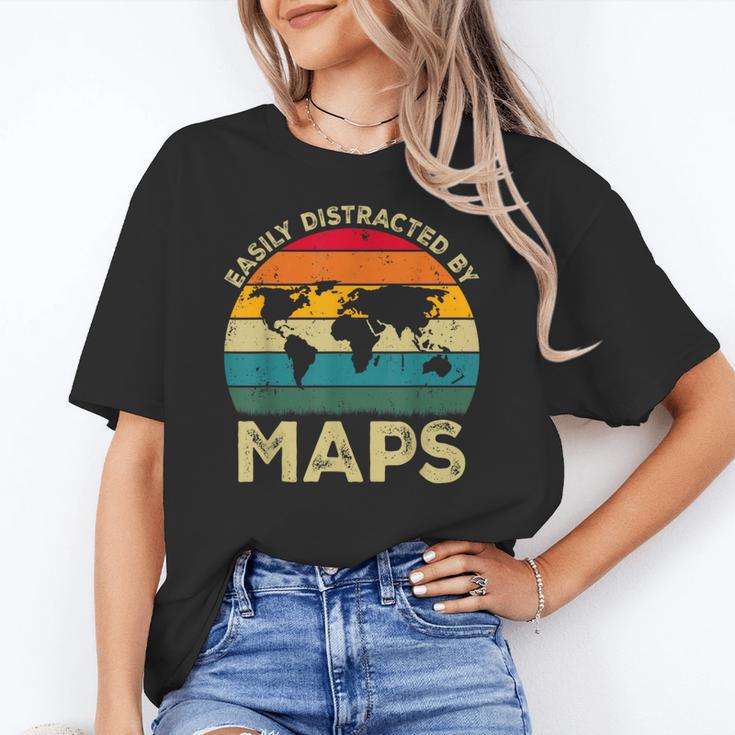 Easily Distracted By Maps Geography Teacher Women's T-Shirt