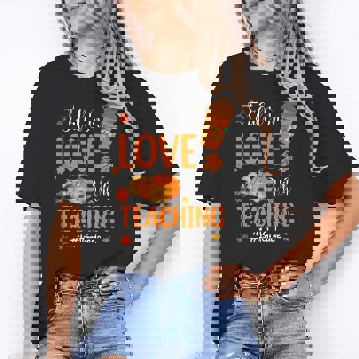 Fall In Love With Teaching 1st Grade Teacher Thanksgiving For Men Women Girls Kids Women&#x27;s T-Shirt