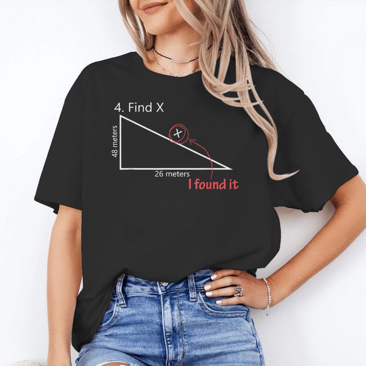 Find X Math Teacher Graphic Sarcastic Novelty Dad Joke Women's T-Shirt