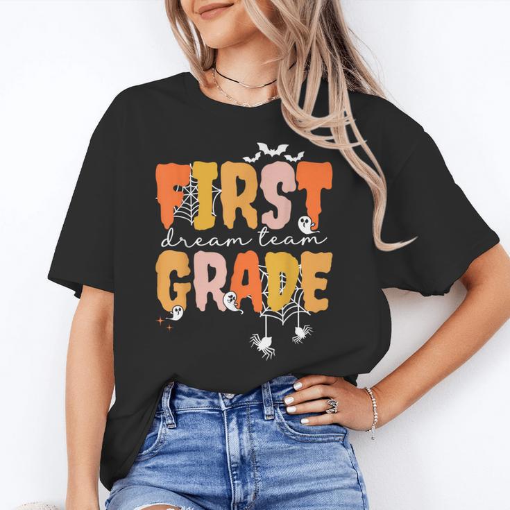 First Grade Dream Retro Team Fall Halloween Spooky Teachers Women's T-Shirt