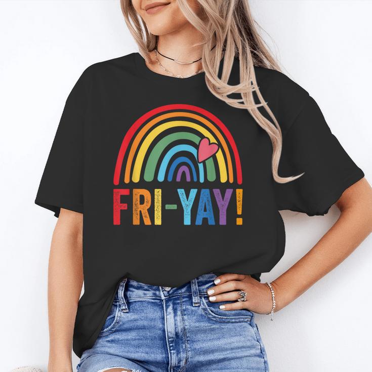 Fri-Yay Friyay Rainbow Colors Teacher Childrens Fun Designs Women's T-Shirt