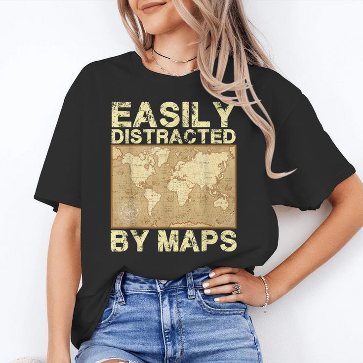 Geography Teacher Easily Distracted By Maps Women's T-Shirt