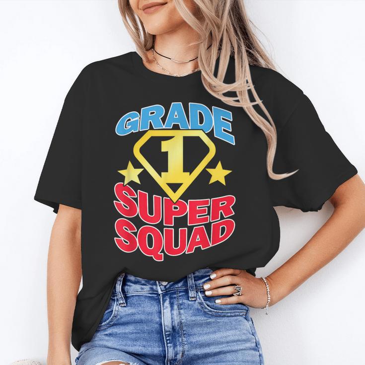 Grade 1 Super Squad Superhero Teacher Team Women's T-Shirt