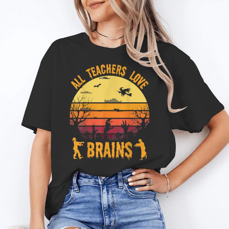 Halloween Costume Teacher Love Brains Zombie Women's T-Shirt