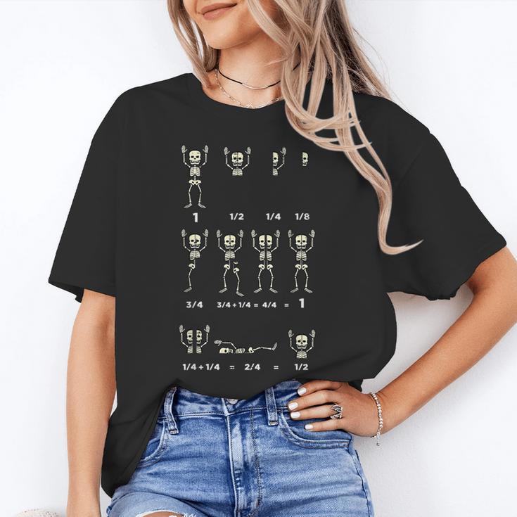 Halloween Skeleton Math Fraction Teacher Men Women Women's T-Shirt