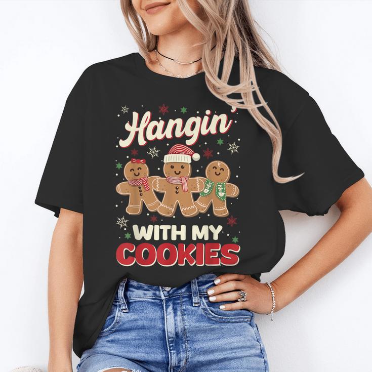 Hangin With My Cookies Gingerbread Man Xmas Teacher Women's T-Shirt