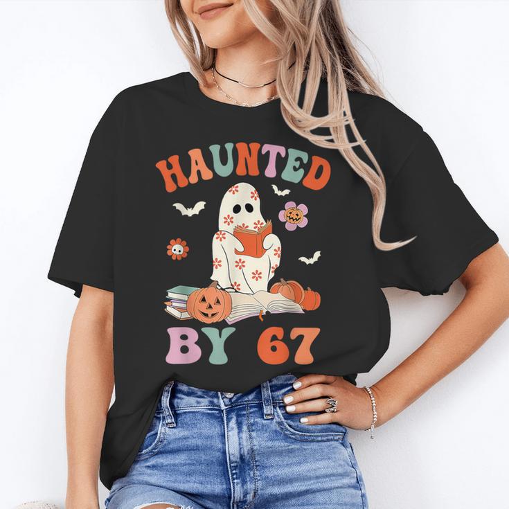 Haunted By 67 Boo Ghost Teacher 6 7 Halloween Costume Women's T-Shirt