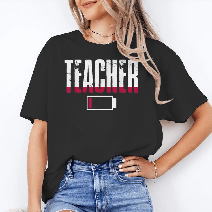 Humor Teacher Empty Battery Power Men Women Women's T-Shirt
