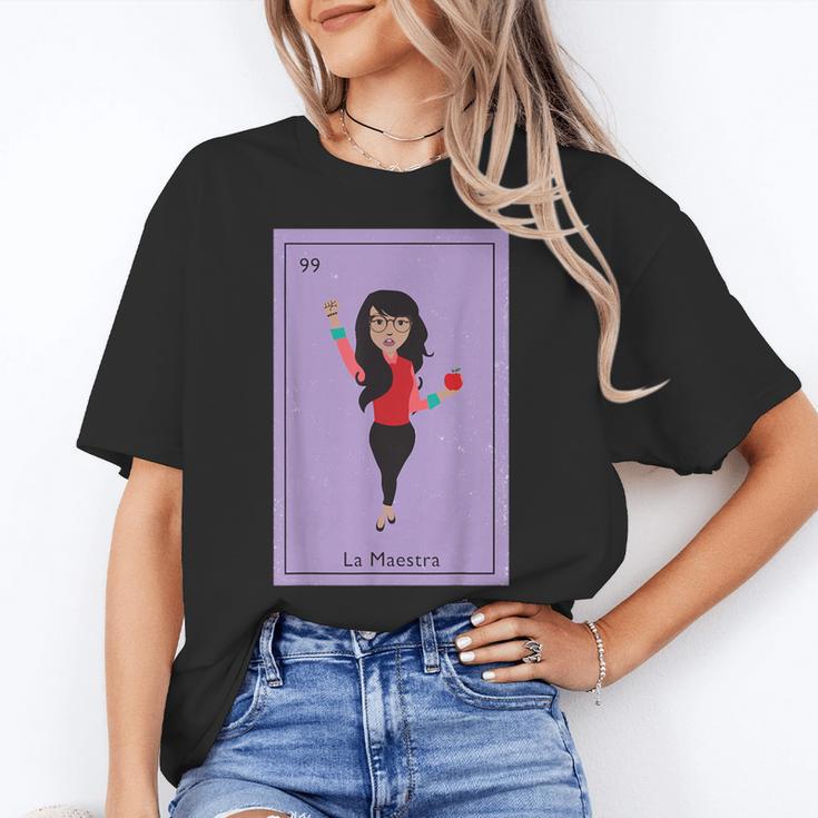 La Maestra Mexican Bingo Card Teacher Lottery Card Women's T-Shirt