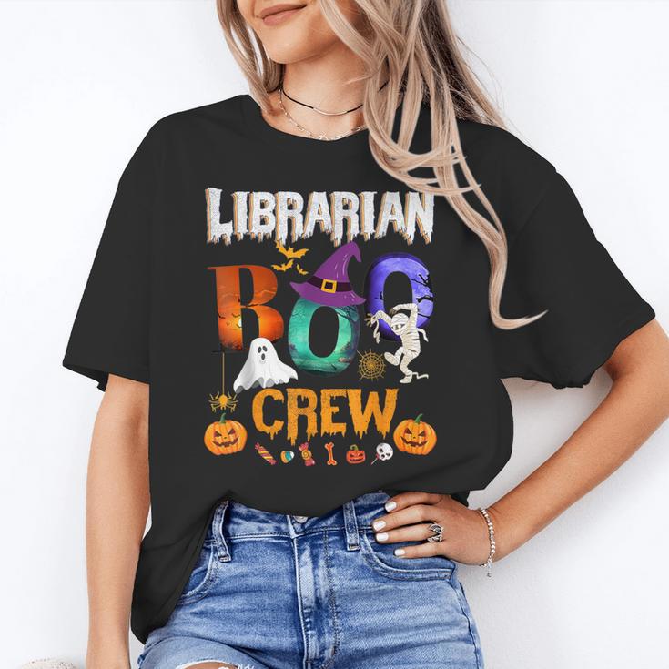 Librarian Boo Crew Teacher Student Halloween Costume Women's T-Shirt