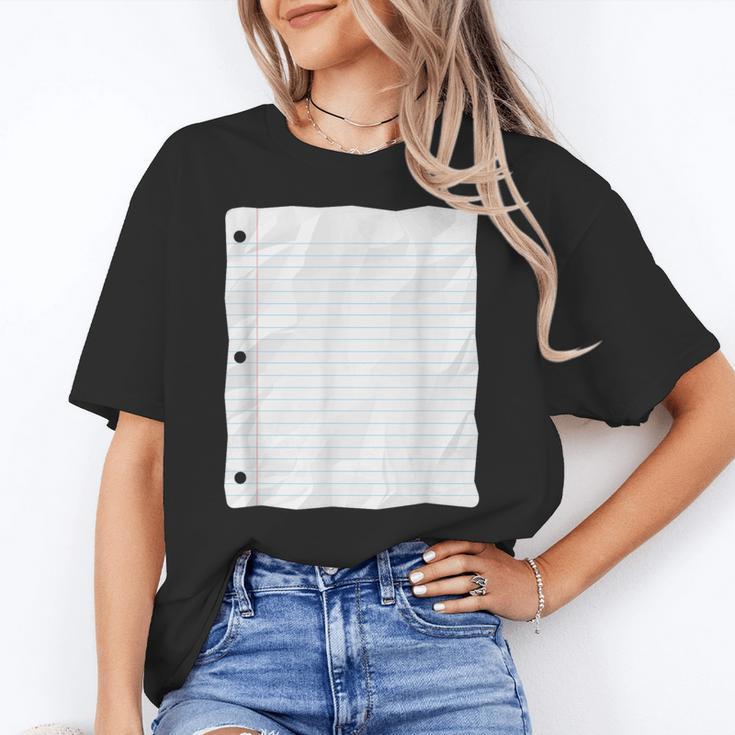 Lined Paper Notebook Halloween Costume For Students Teachers For Men Women Kids Women's T-Shirt