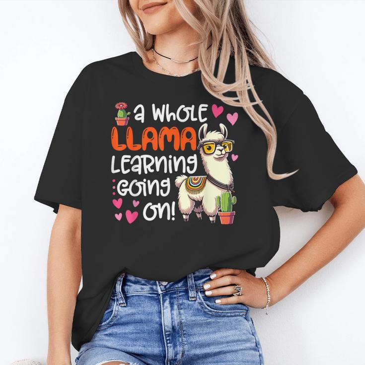 Llama Learning Teachers Students Alpaca Lover Back To School Women's T-Shirt