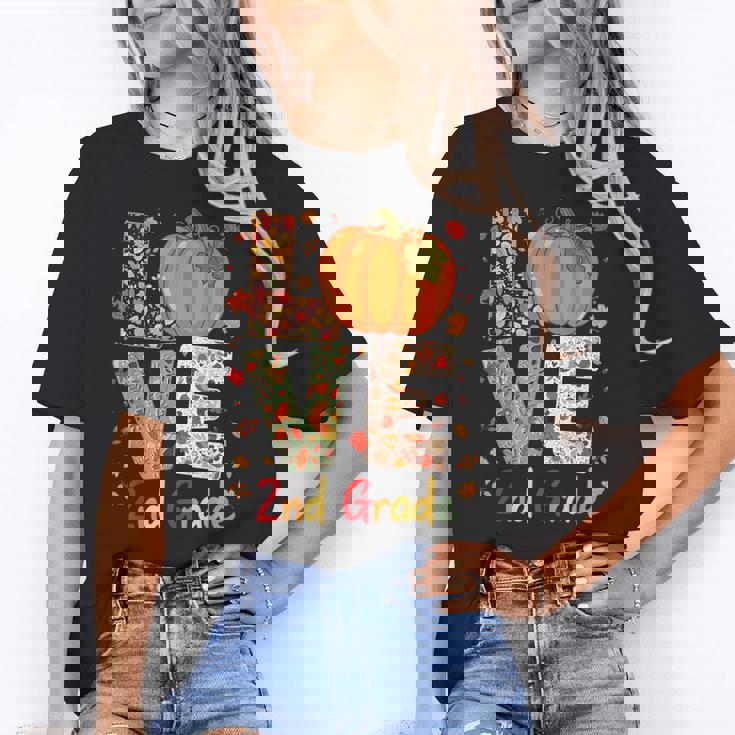 Love 2nd Grade Happy Fall Thanksgiving For 2nd Teacher For Men Women Girls Kids Women&#x27;s T-Shirt