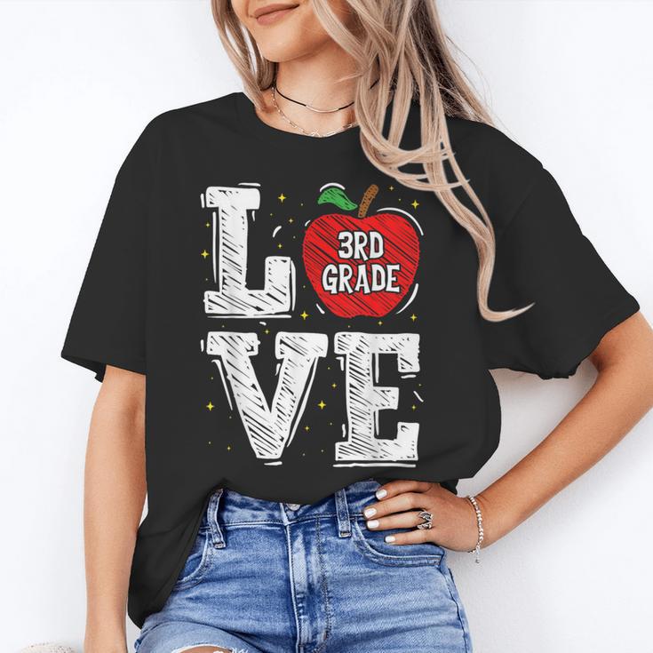 LOVE Apple 3rd Grade Teacher Student School Women's T-Shirt